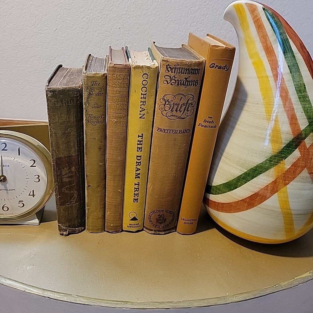 Vintage & Antique Book Stack YELLOW | Worn Old Bookshelf Decor | Staging Prop